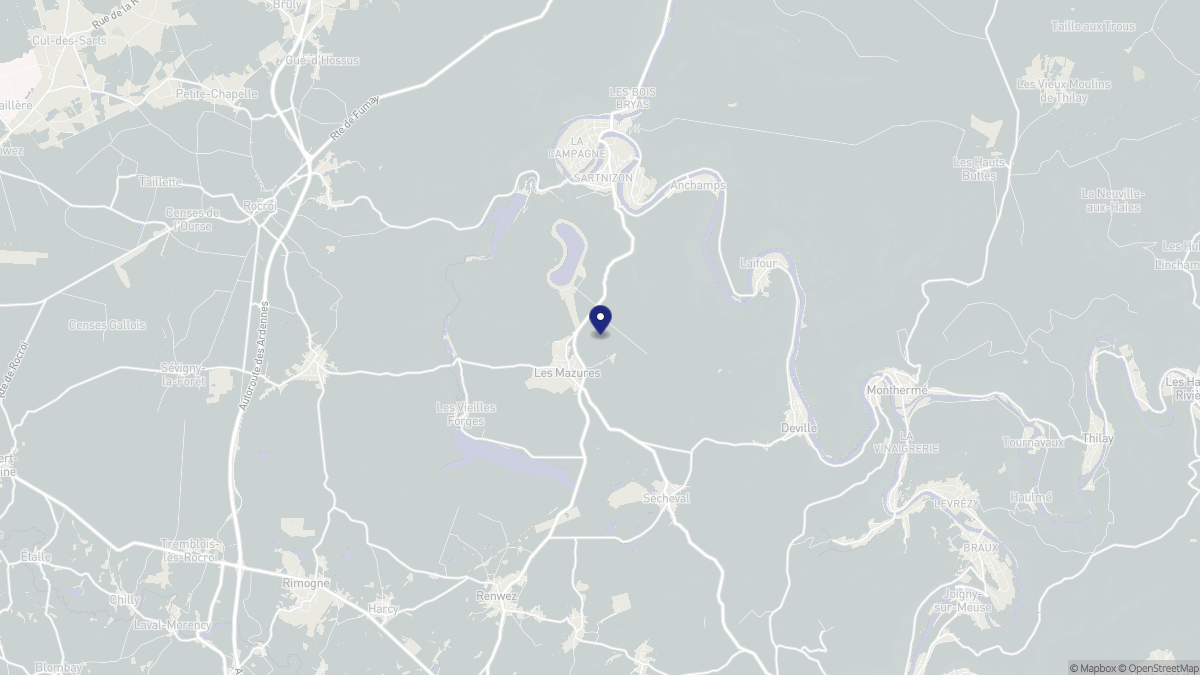 Aperçu cartographique de Les Mazures, centré sur la commune