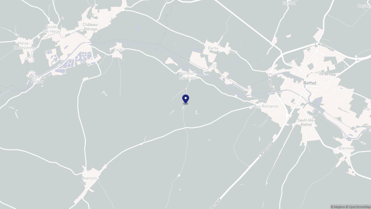 Aperçu cartographique de Nanteuil-sur-Aisne, centré sur la commune