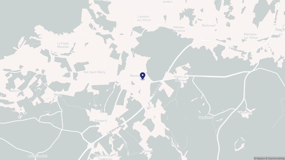 Aperçu cartographique de Neuvizy, centré sur la commune