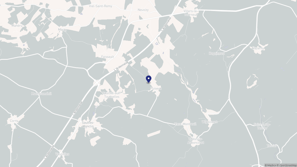 Aperçu cartographique de Puiseux, centré sur la commune