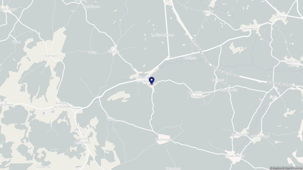 Aperçu cartographique de Rouvroy-sur-Audry, centré sur la commune