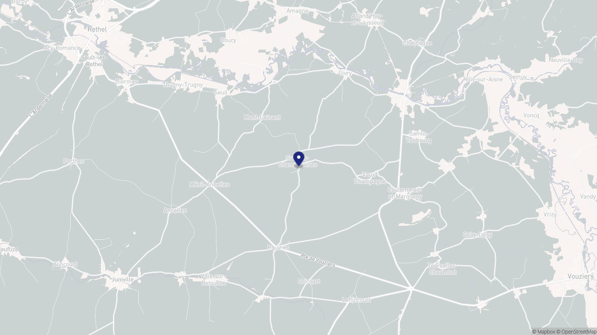 Aperçu cartographique de Saulces-Champenoises, centré sur la commune
