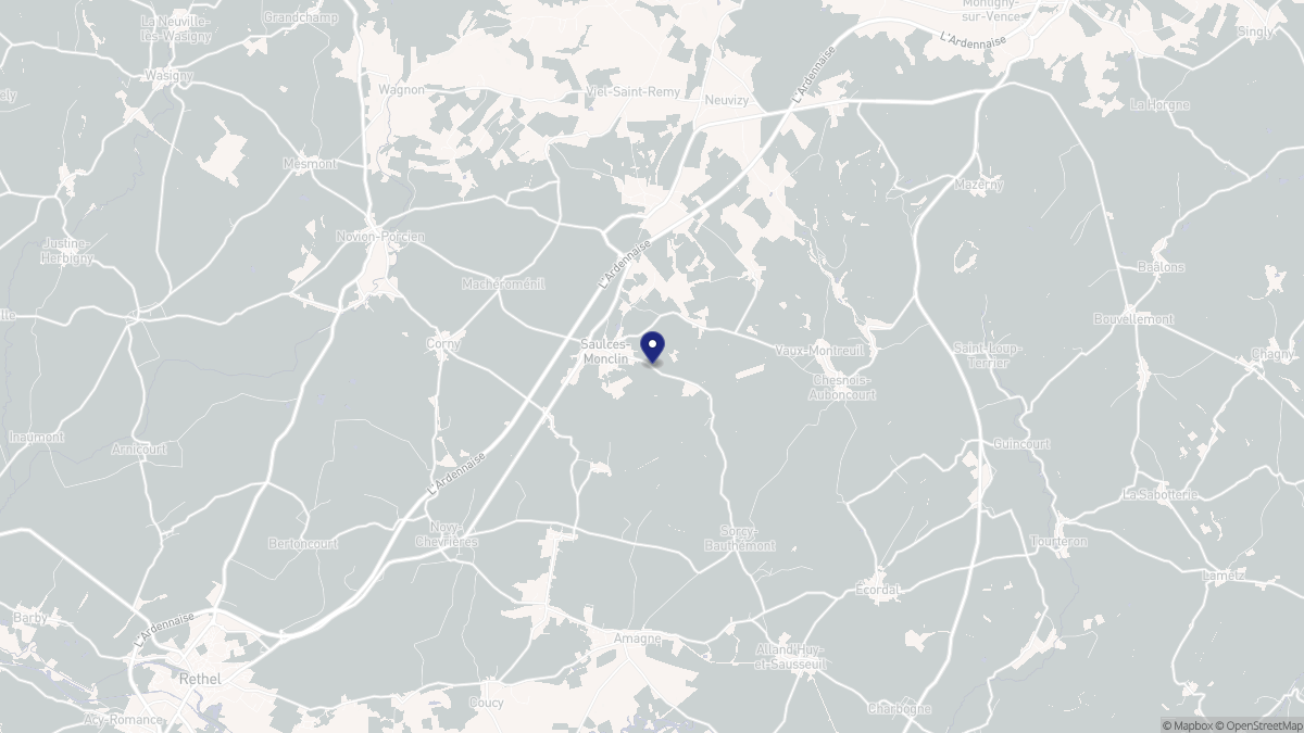 Aperçu cartographique de Saulces-Monclin, centré sur la commune