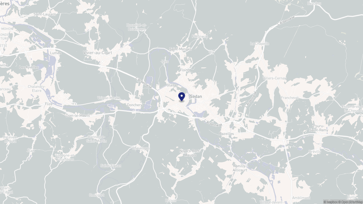 Aperçu cartographique de Sedan, centré sur la commune