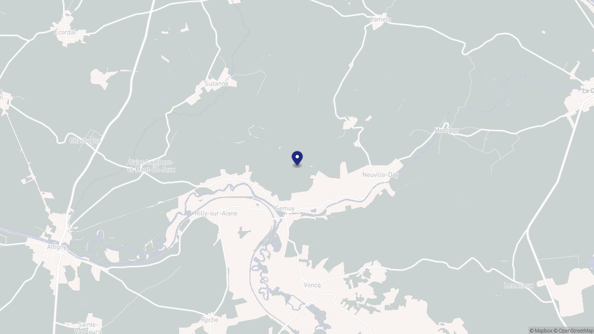 Aperçu cartographique de Semuy, centré sur la commune