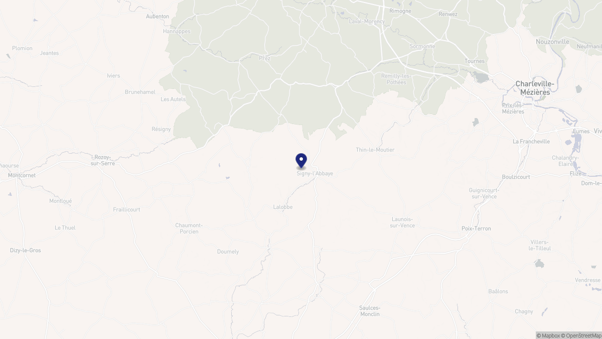 Aperçu cartographique de Signy-l'Abbaye, centré sur la commune