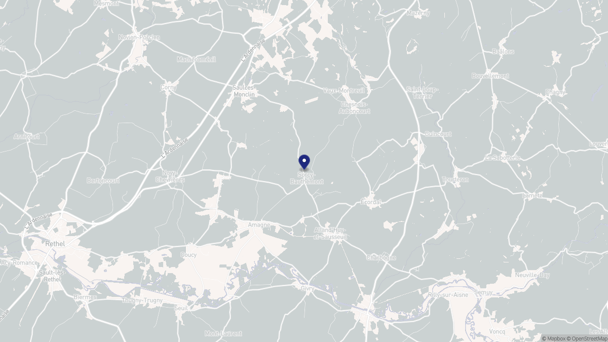 Aperçu cartographique de Sorcy-Bauthémont, centré sur la commune