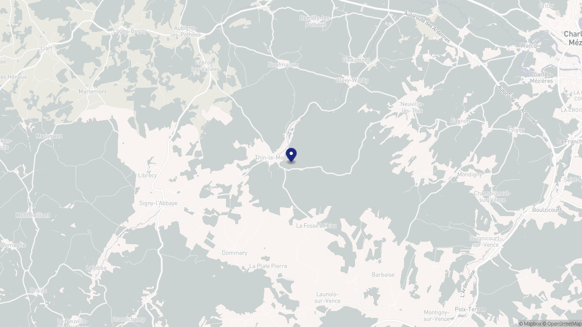 Aperçu cartographique de Thin-le-Moutier, centré sur la commune