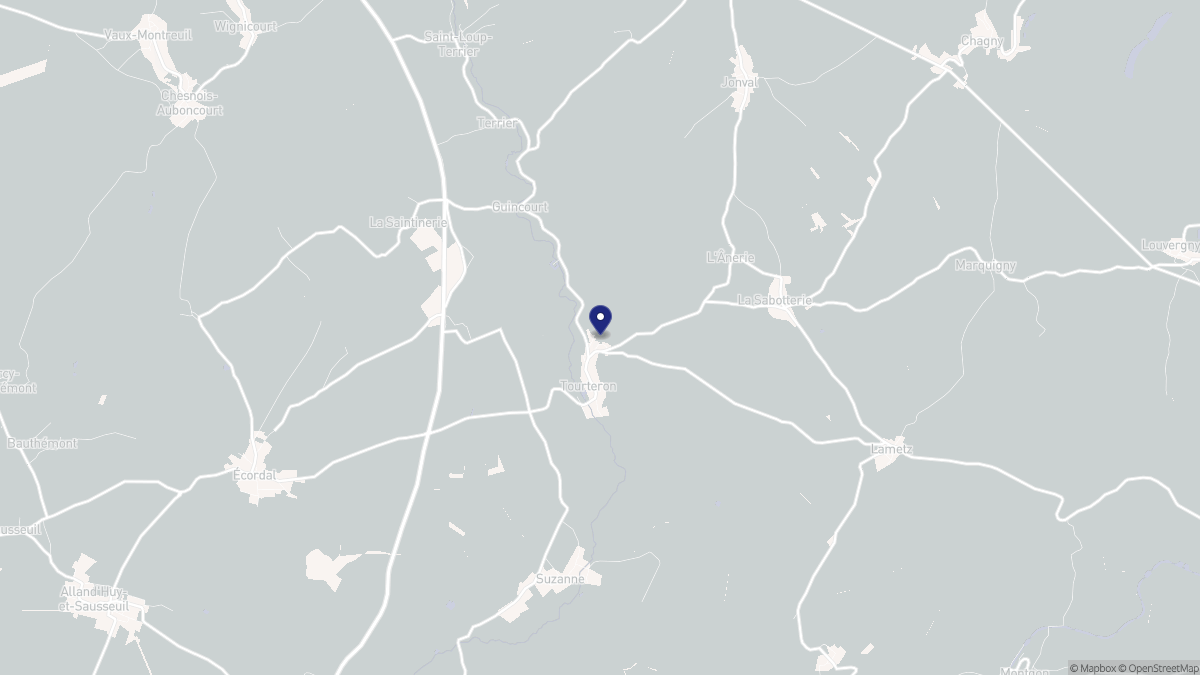 Aperçu cartographique de Tourteron, centré sur la commune