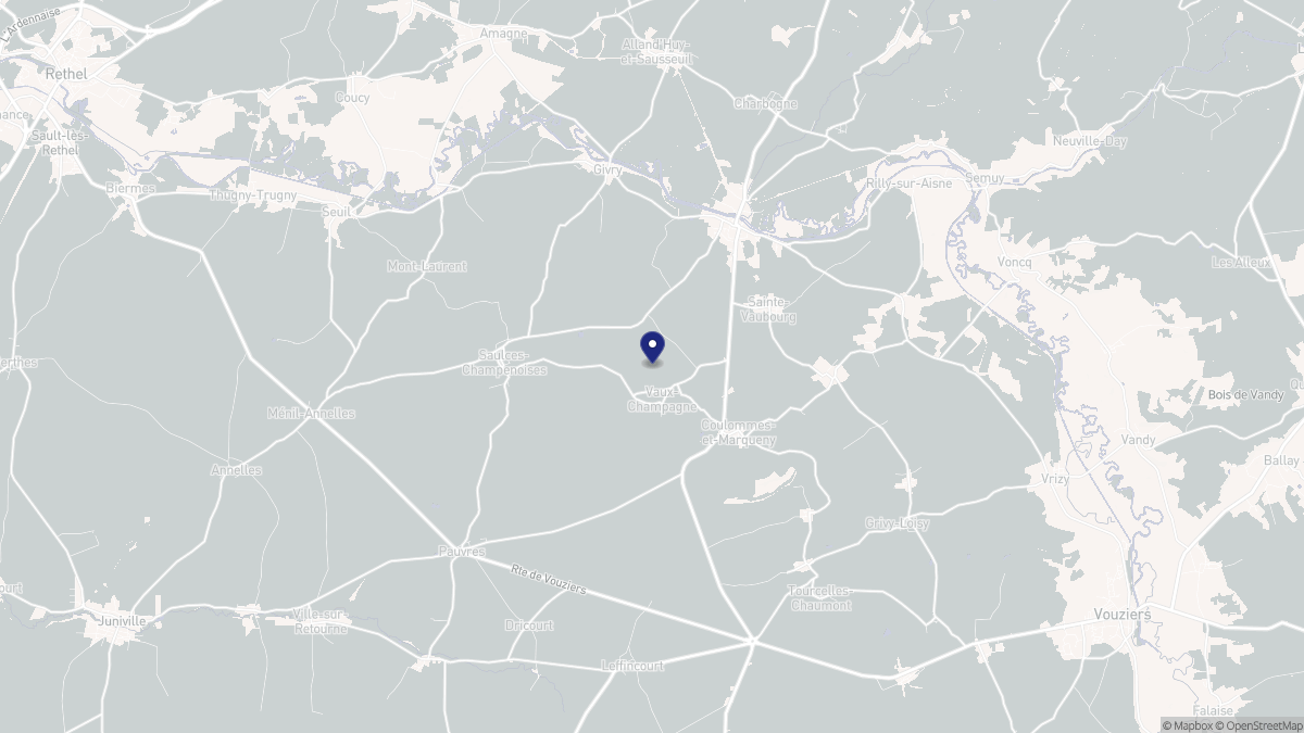 Aperçu cartographique de Vaux-Champagne, centré sur la commune