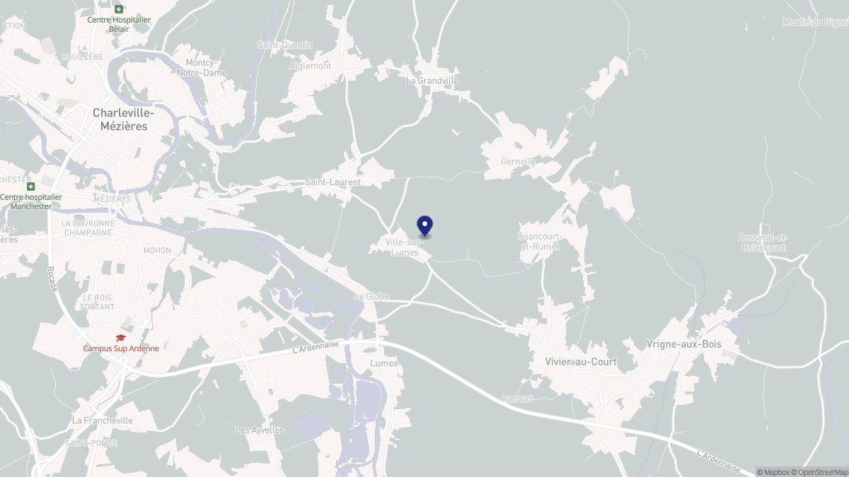 Aperçu cartographique de Ville-sur-Lumes, centré sur la commune