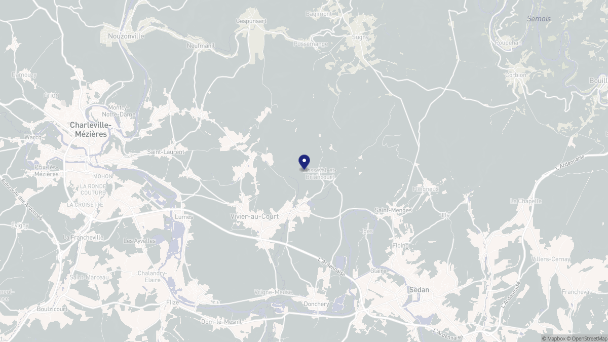 Aperçu cartographique de Vrigne aux Bois, centré sur la commune