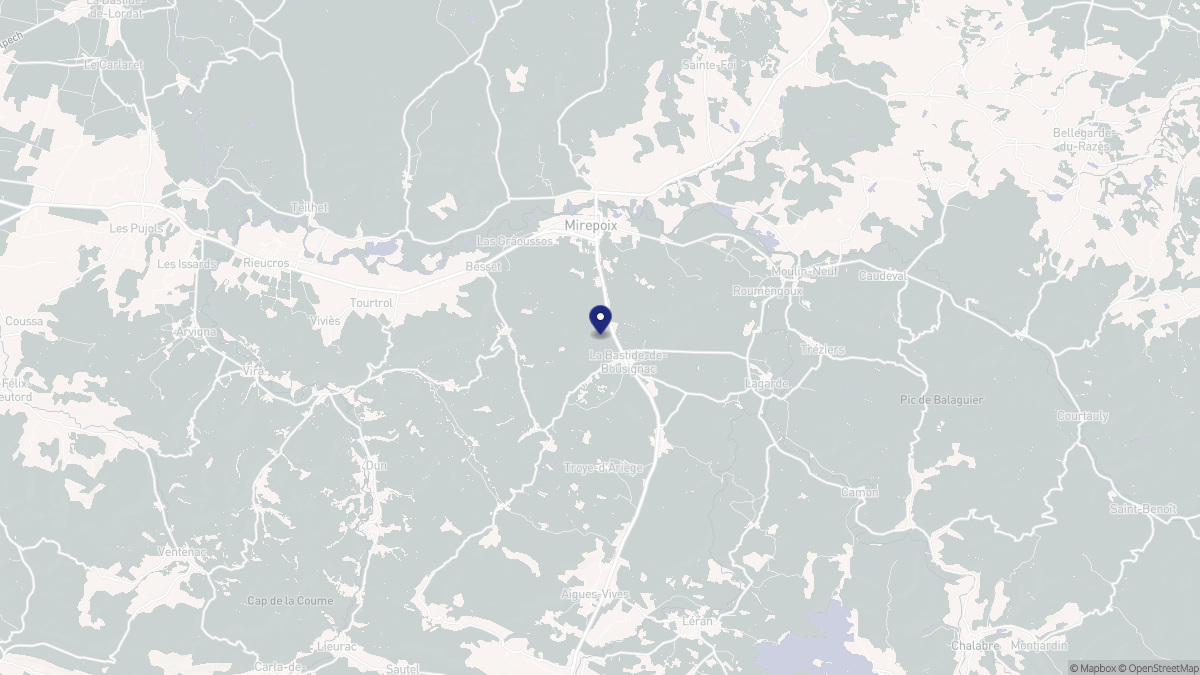 Aperçu cartographique de La Bastide-de-Bousignac, centré sur la commune