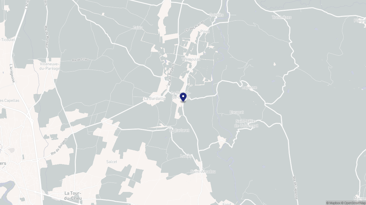 Aperçu cartographique de La Bastide-de-Lordat, centré sur la commune