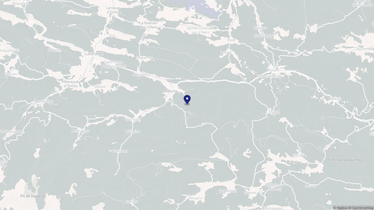 Aperçu cartographique de Bélesta, centré sur la commune