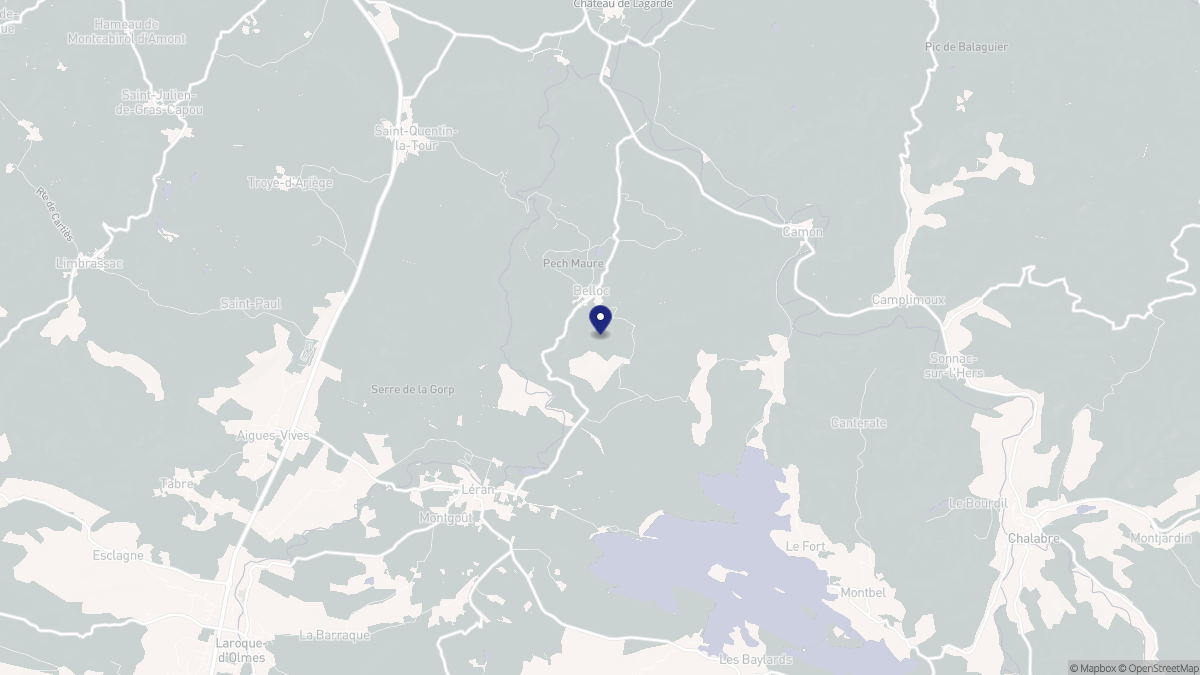 Aperçu cartographique de Belloc, centré sur la commune