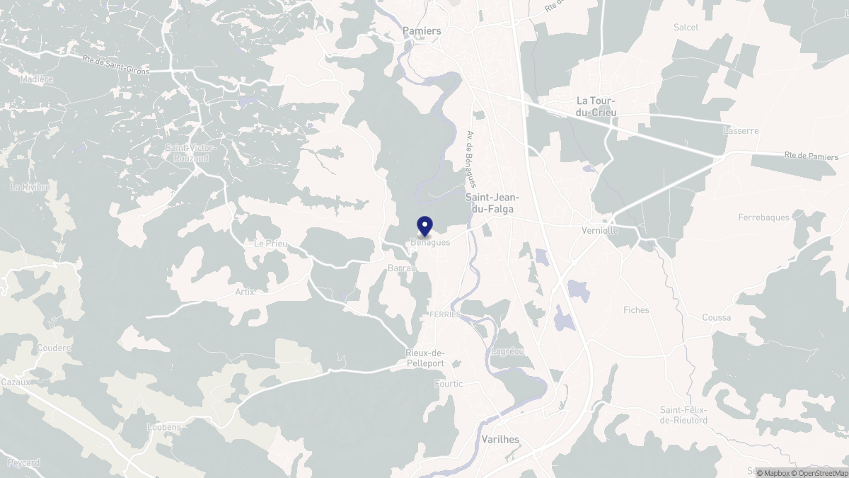 Aperçu cartographique de Benagues, centré sur la commune