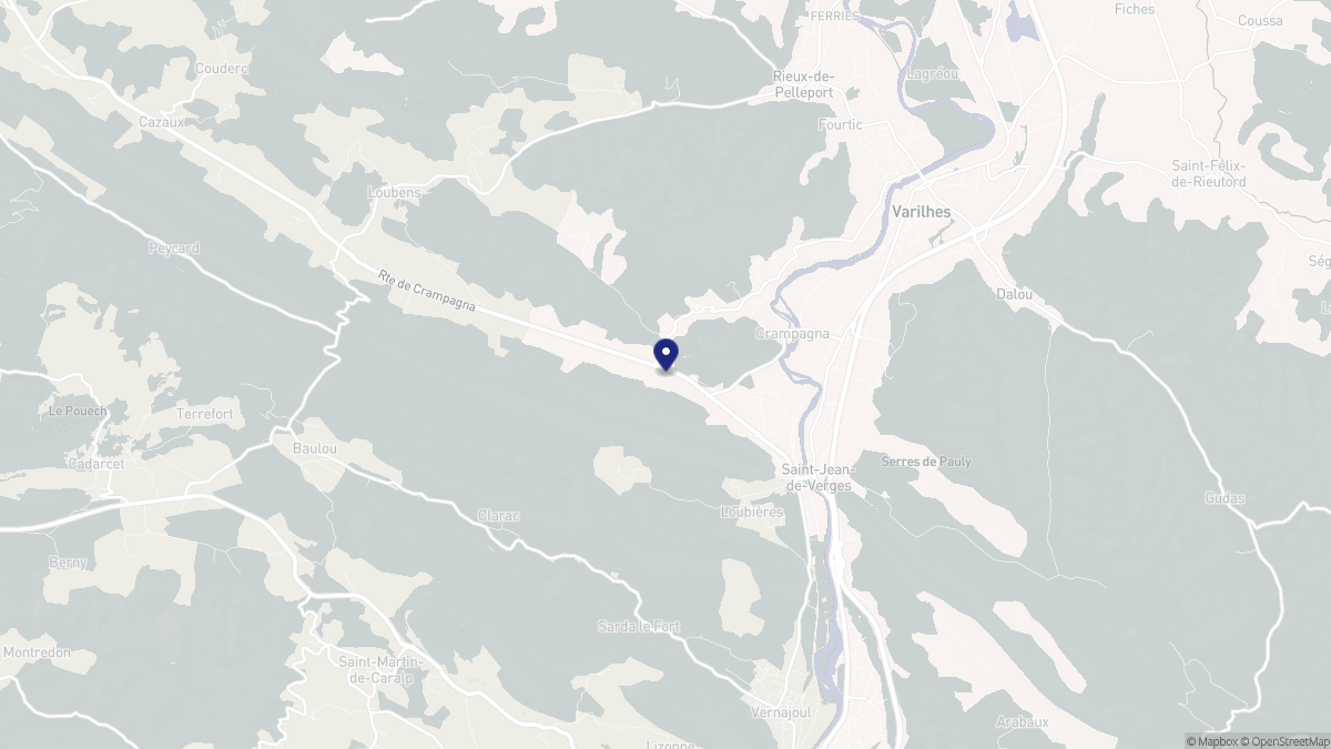 Aperçu cartographique de Crampagna, centré sur la commune