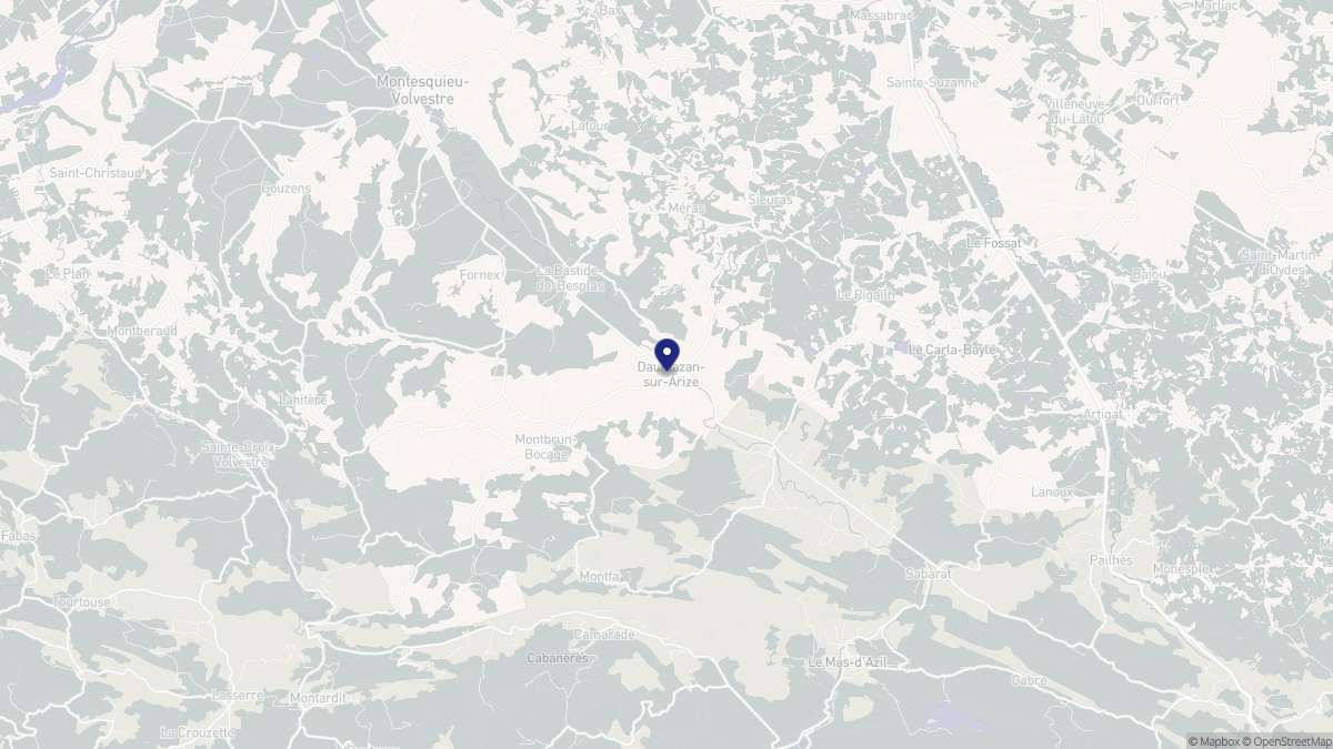 Aperçu cartographique de Daumazan-sur-Arize, centré sur la commune