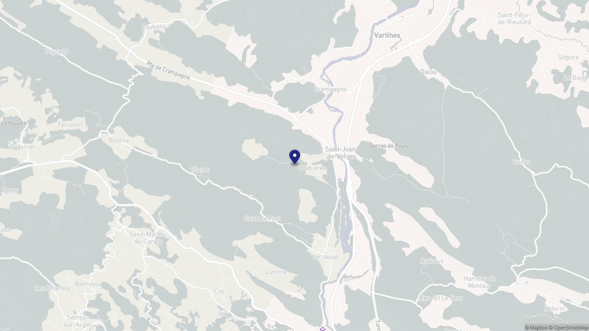 Aperçu cartographique de Loubières, centré sur la commune