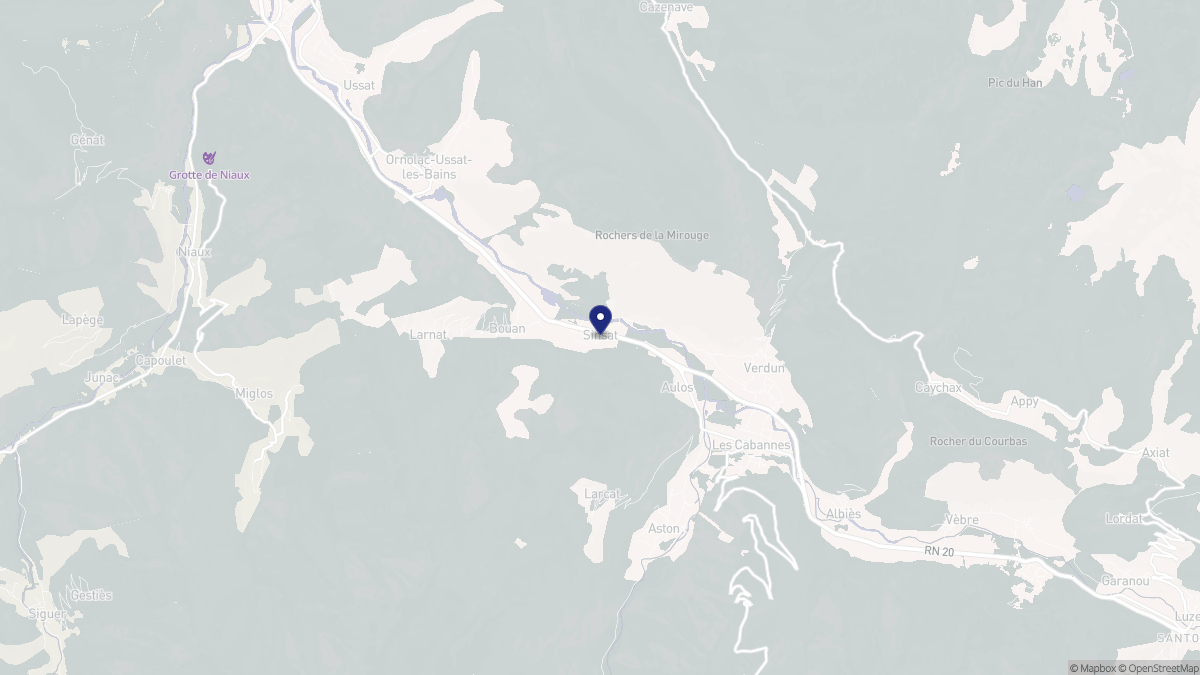 Aperçu cartographique de Aulos-Sinsat, centré sur la commune