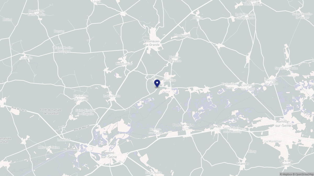Aperçu cartographique de Barbuise, centré sur la commune