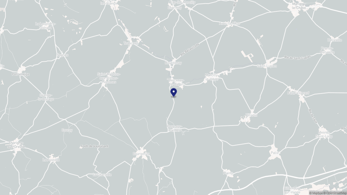 Aperçu cartographique de Bercenay-le-Hayer, centré sur la commune