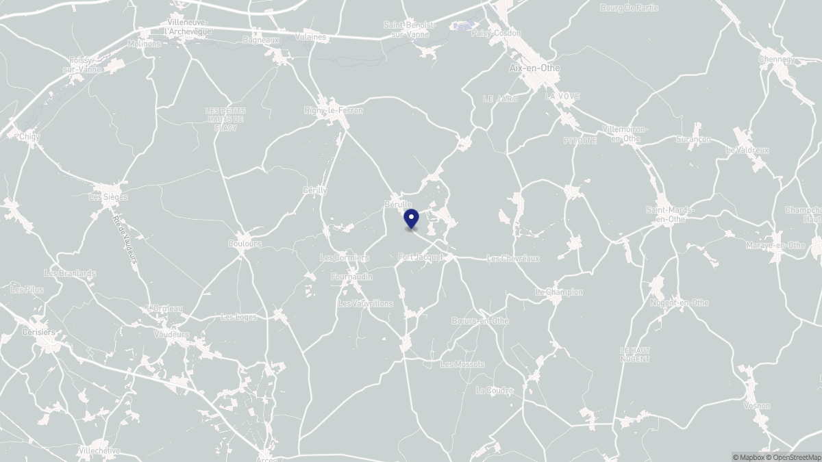 Aperçu cartographique de Bérulle, centré sur la commune