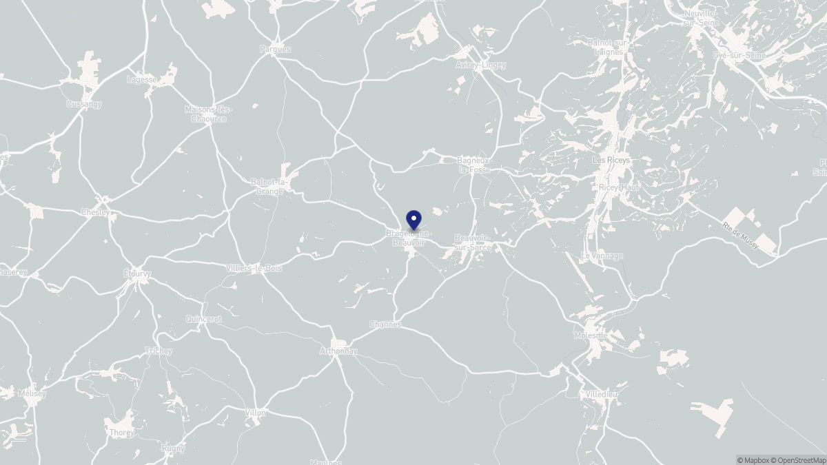 Aperçu cartographique de Bragelogne-Beauvoir, centré sur la commune
