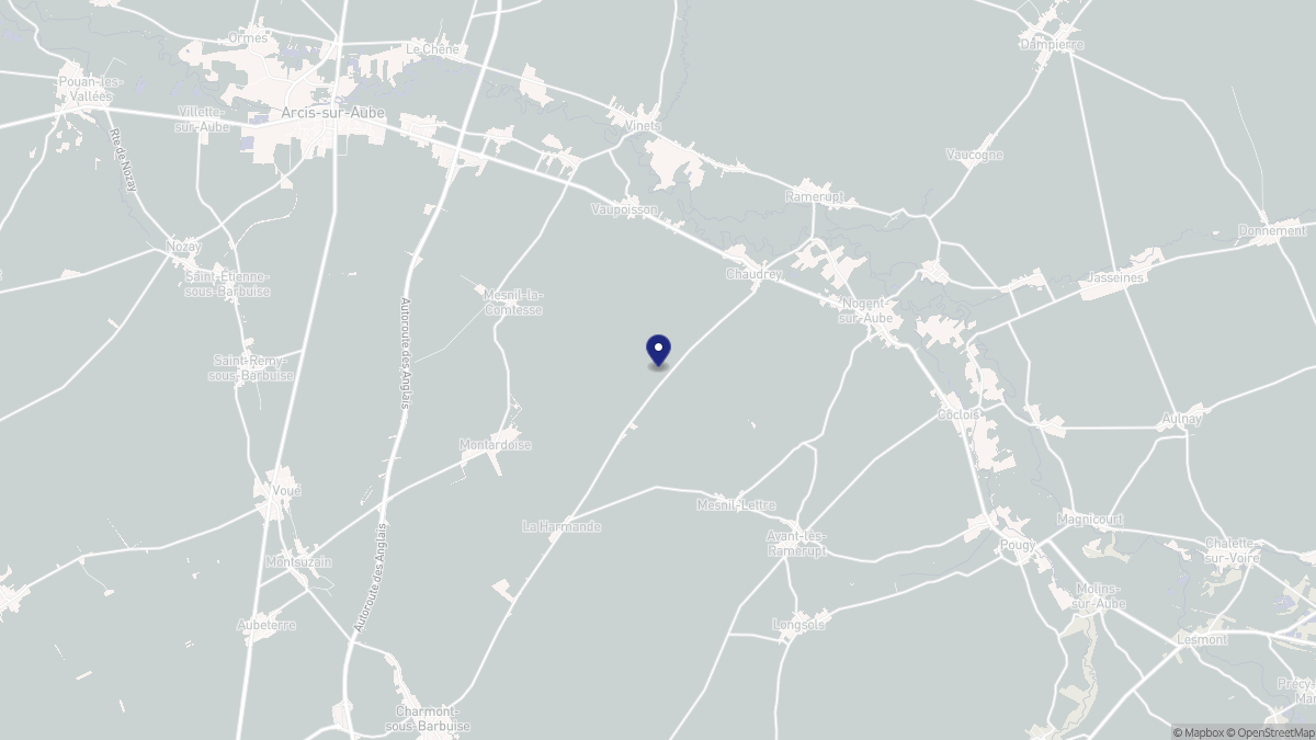 Aperçu cartographique de Chaudrey, centré sur la commune