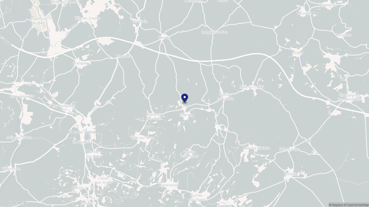 Aperçu cartographique de Chervey, centré sur la commune
