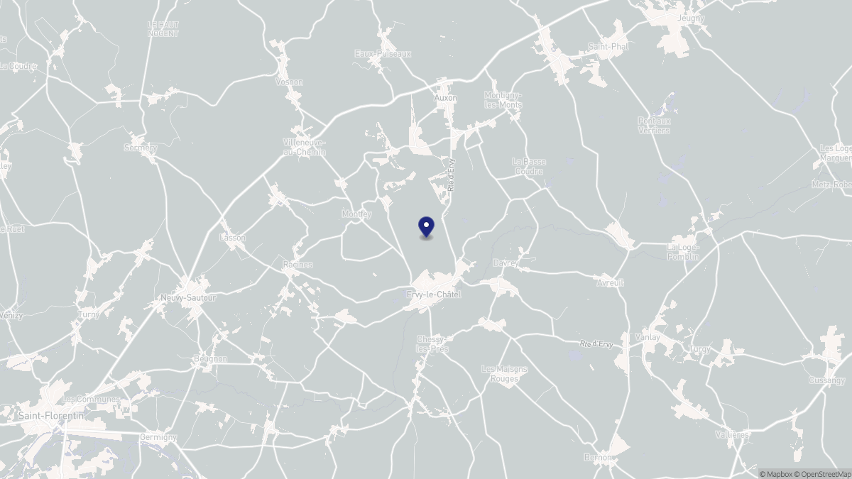 Aperçu cartographique de Ervy-le-Châtel, centré sur la commune