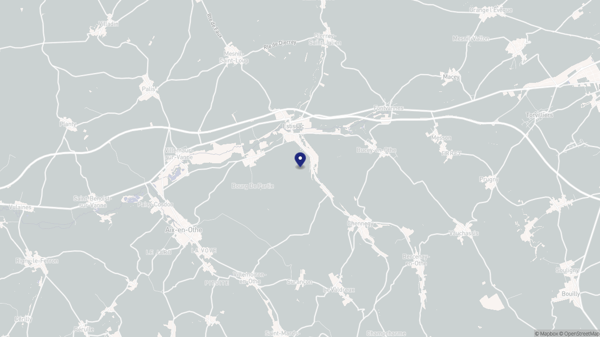 Aperçu cartographique de Estissac, centré sur la commune