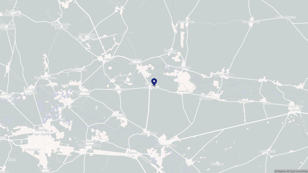 Aperçu cartographique de Étrelles-sur-Aube, centré sur la commune