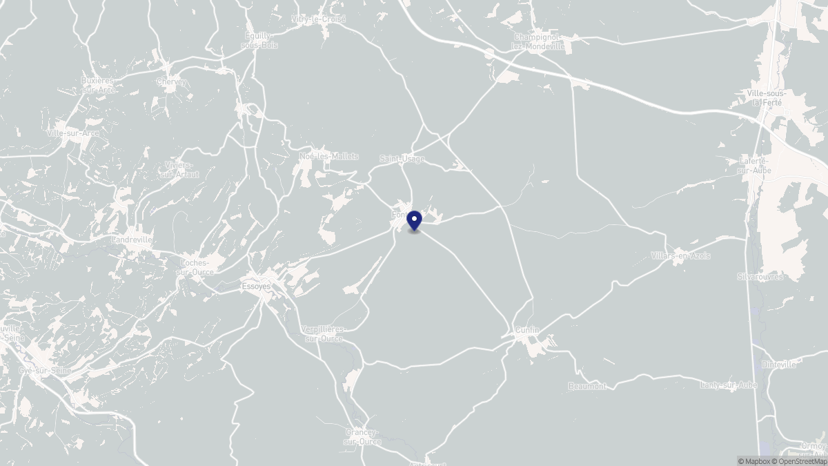 Aperçu cartographique de Fontette, centré sur la commune