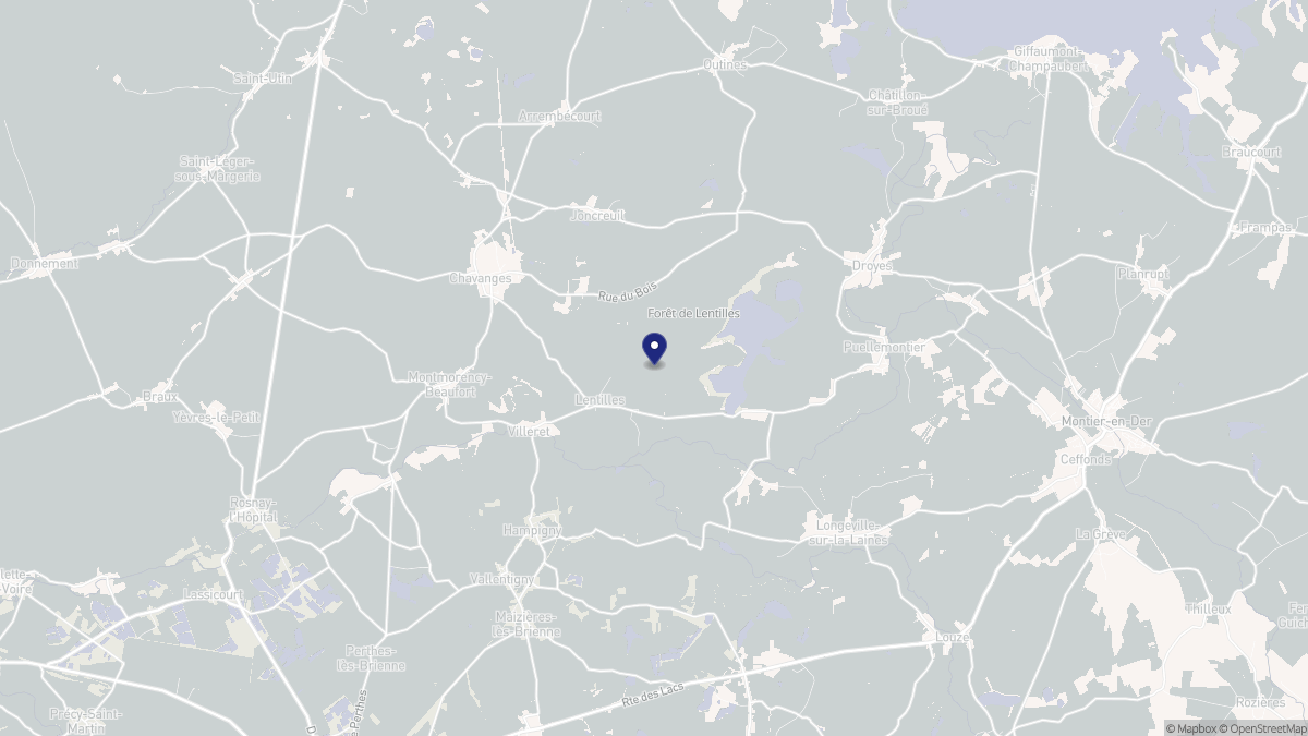 Aperçu cartographique de Lentilles, centré sur la commune