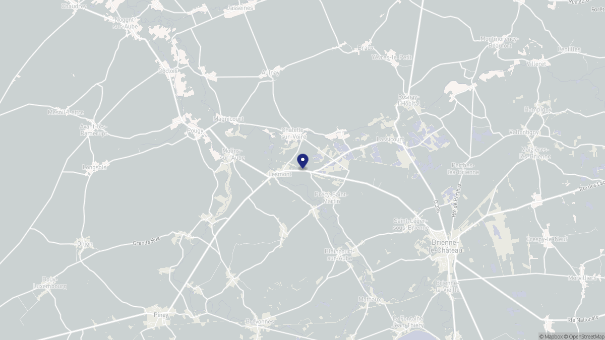 Aperçu cartographique de Lesmont, centré sur la commune