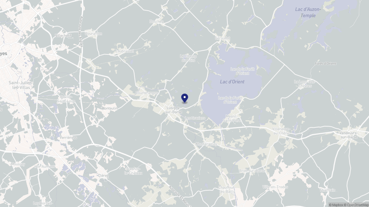 Aperçu cartographique de Lusigny-sur-Barse, centré sur la commune