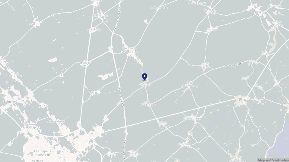 Aperçu cartographique de Luyères, centré sur la commune
