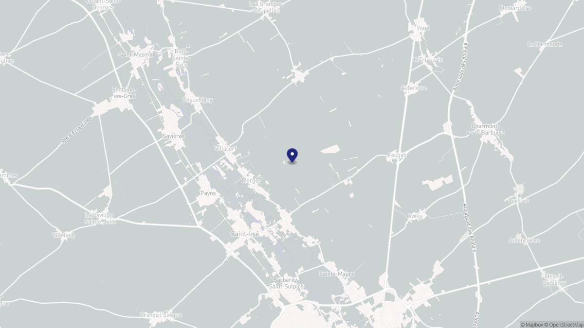 Aperçu cartographique de Mergey, centré sur la commune