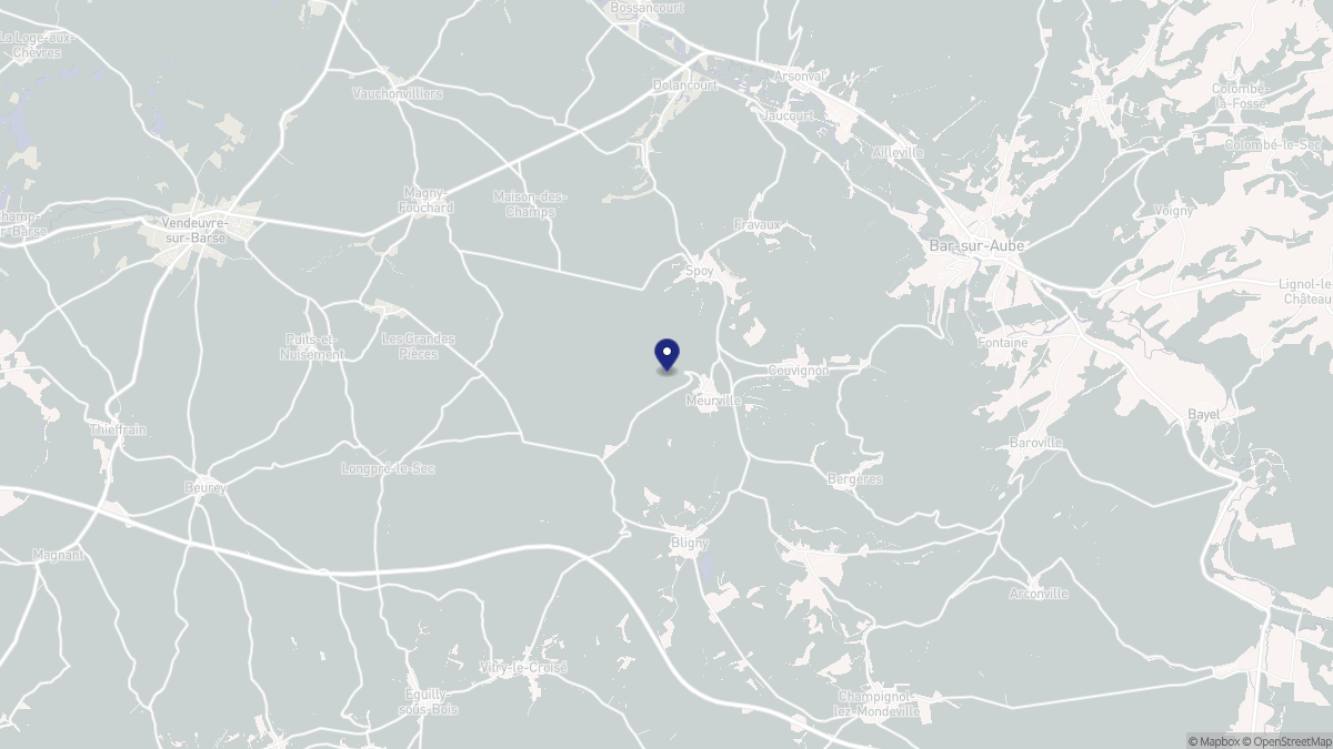 Aperçu cartographique de Meurville, centré sur la commune