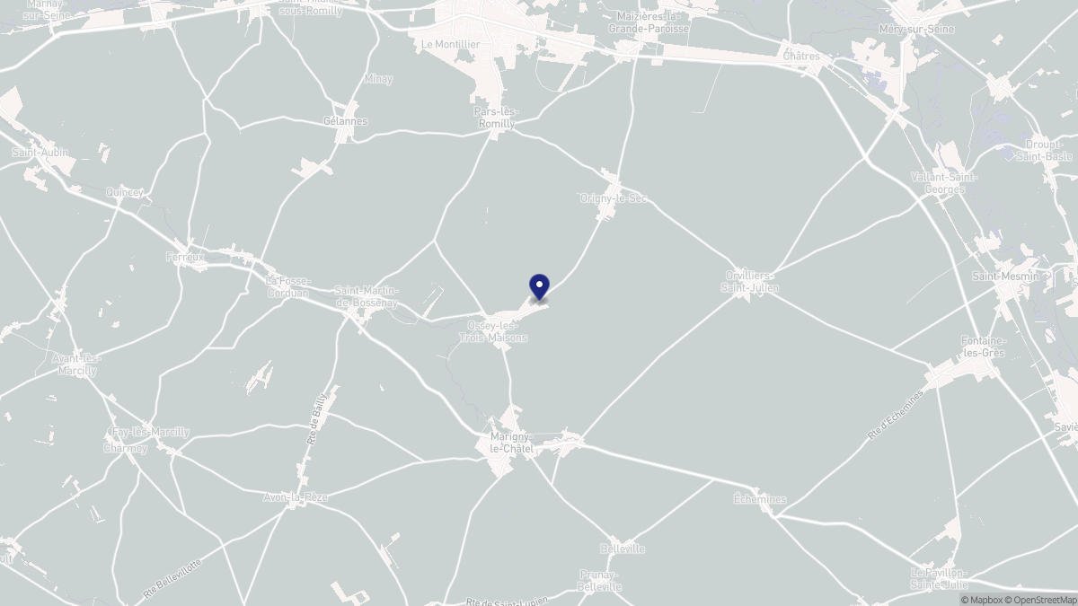 Aperçu cartographique de Ossey-les-Trois-Maisons, centré sur la commune