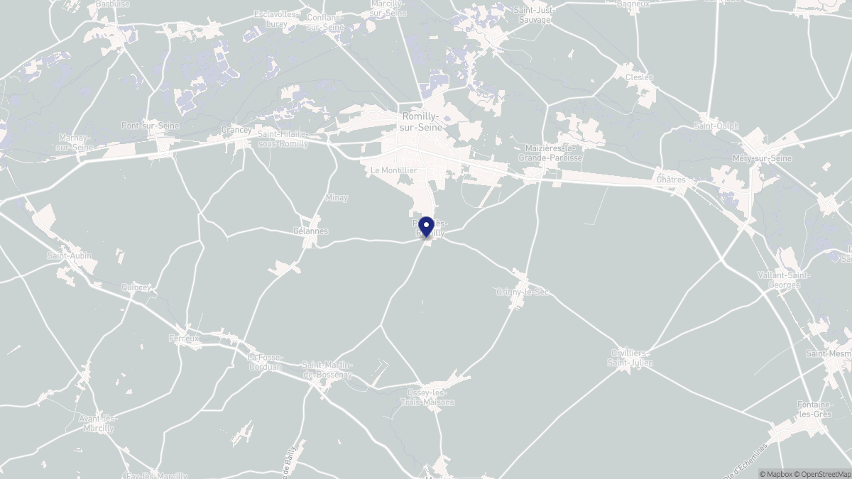 Aperçu cartographique de Pars-lès-Romilly, centré sur la commune