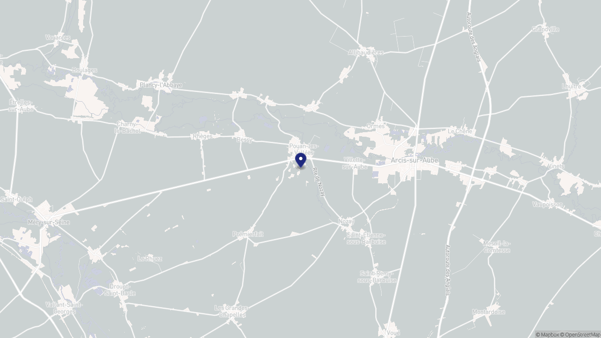 Aperçu cartographique de Pouan-les-Vallées, centré sur la commune