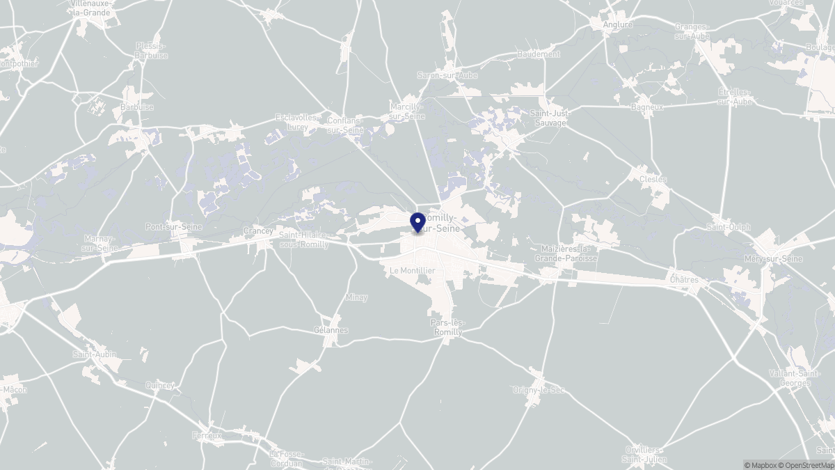 Aperçu cartographique de Romilly-sur-Seine, centré sur la commune