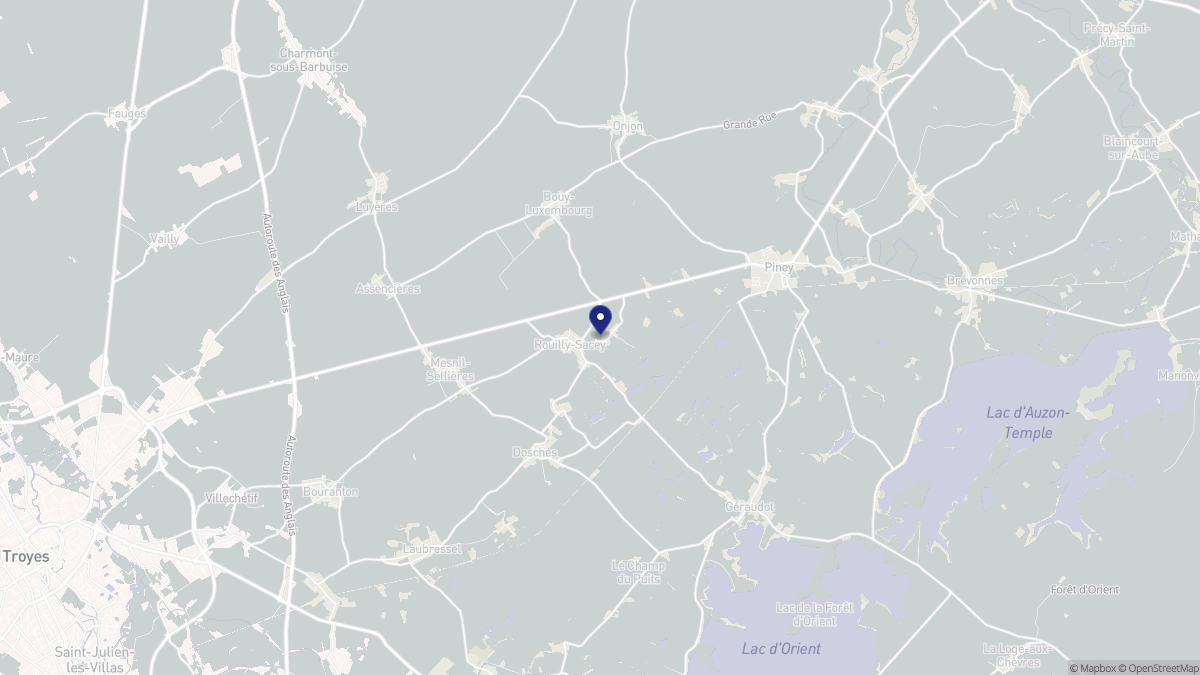 Aperçu cartographique de Rouilly-Sacey, centré sur la commune