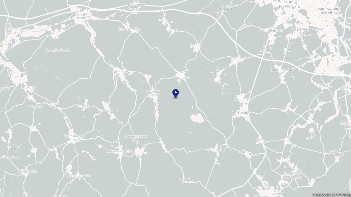 Aperçu cartographique de Vauchassis, centré sur la commune
