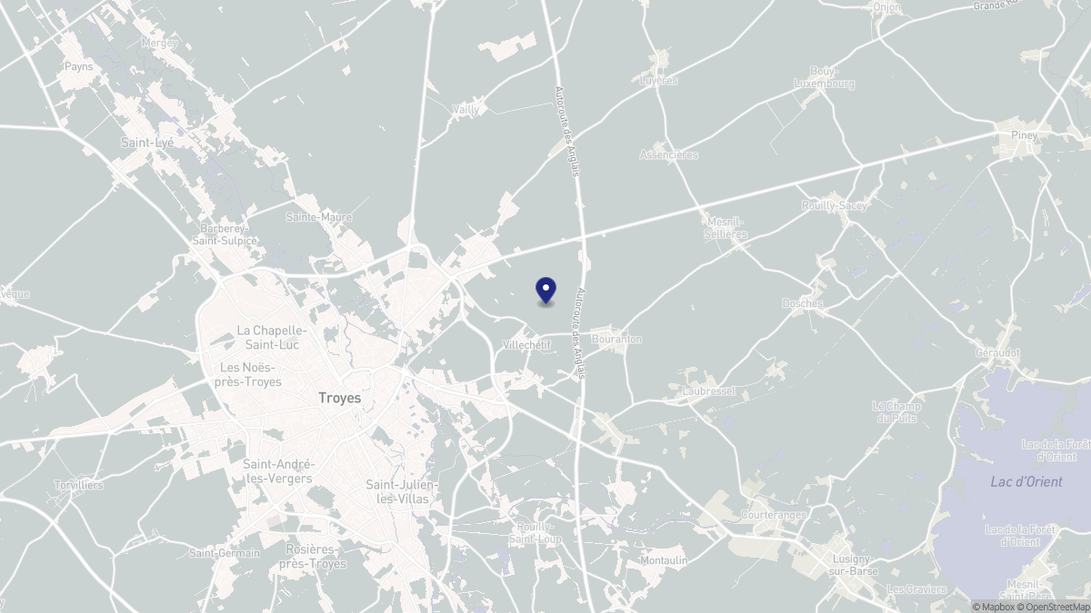 Aperçu cartographique de Villechétif, centré sur la commune