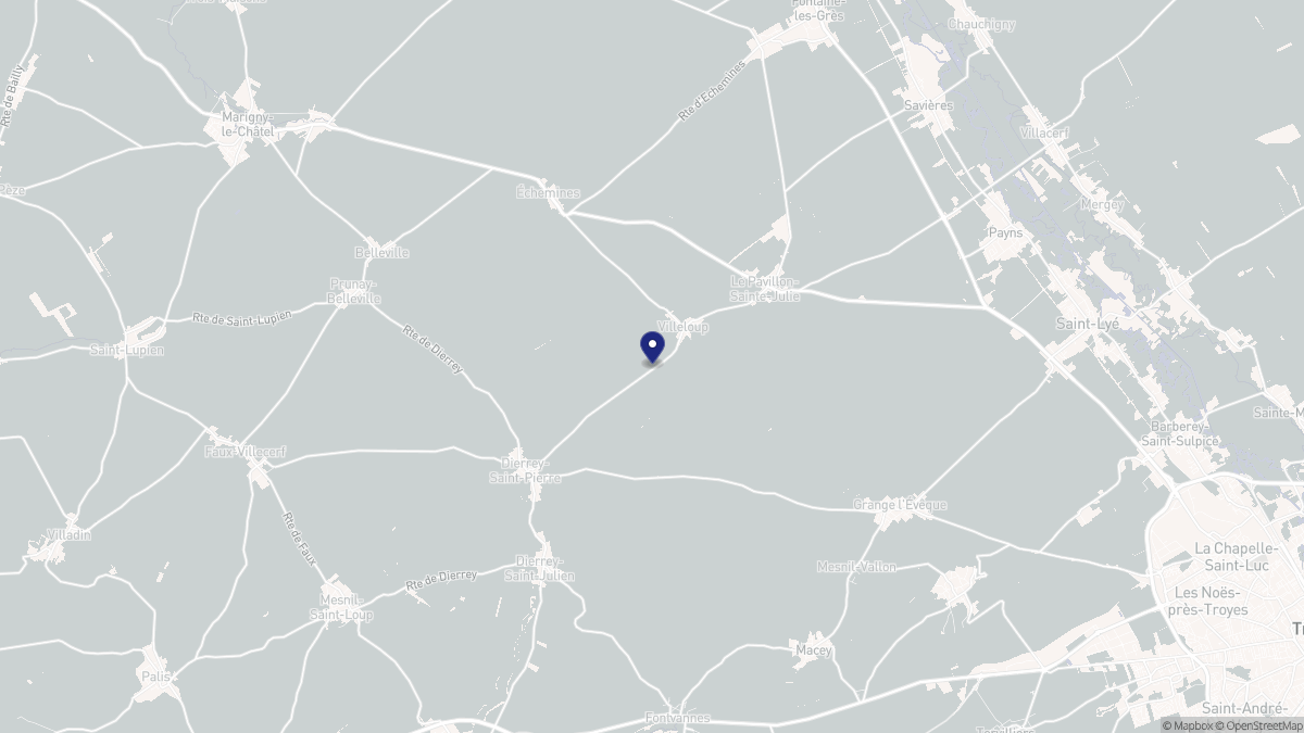 Aperçu cartographique de Villeloup, centré sur la commune