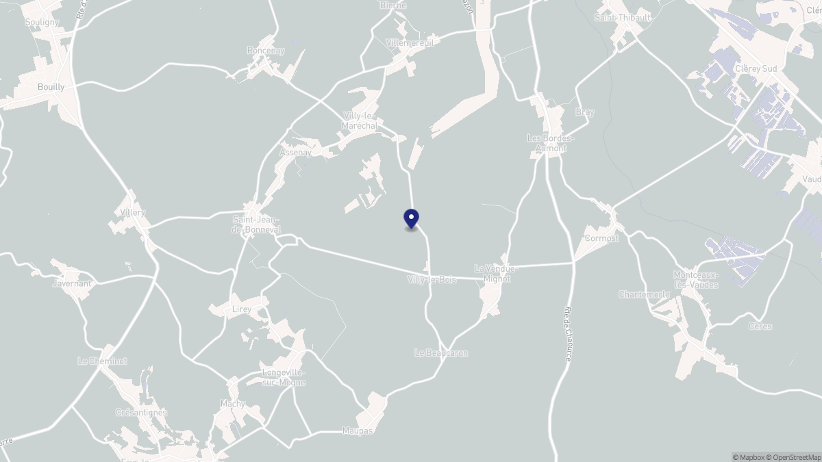 Aperçu cartographique de Villy-le-Bois, centré sur la commune